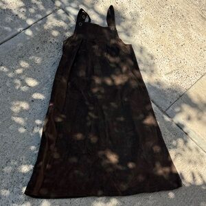Brown Corduroy Pinafore Midi Dress - Women